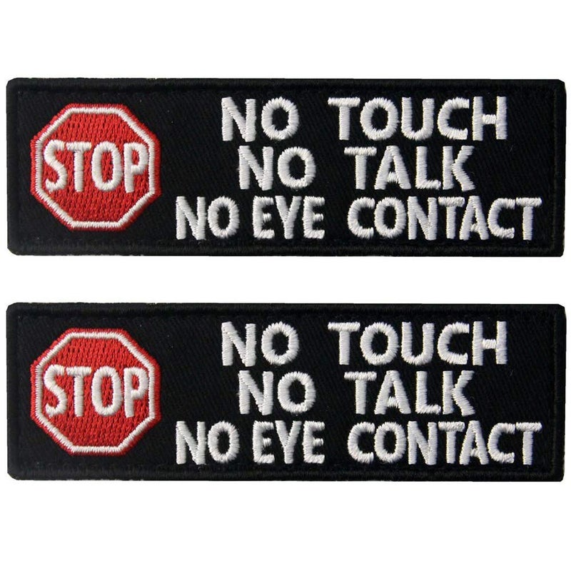 ODSP Service Dog No Touch No Talk Warning Vests/Harnesses Tactical Badge Emblem Embroidered Fastener Hook and Loop Patches Appliques 3.93 x 1.18 Inch Bubble of 2PCS - Image 1